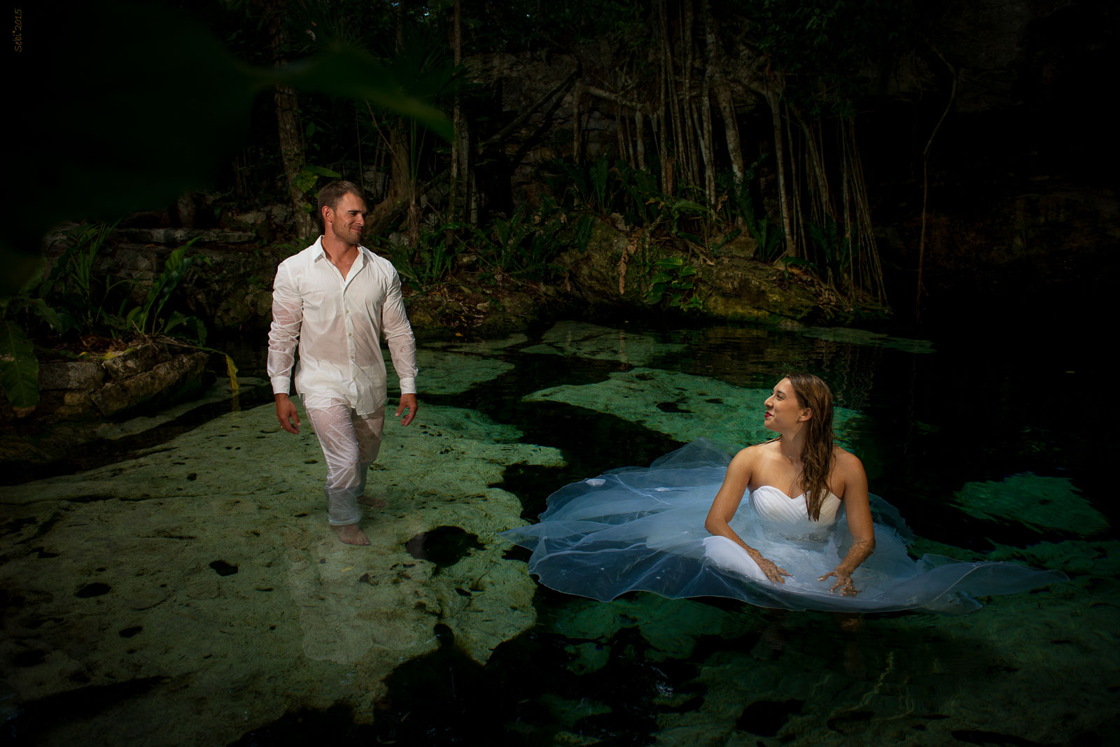 Fine art underwater photos after wedding