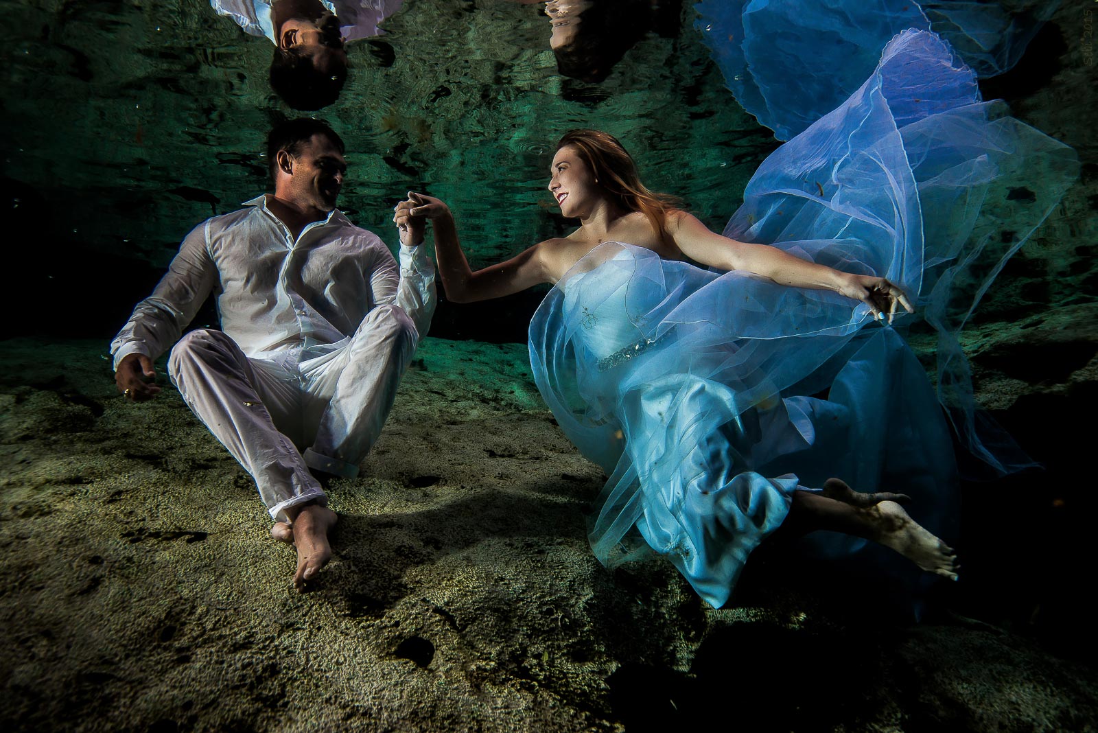 Fine art underwater photos after wedding