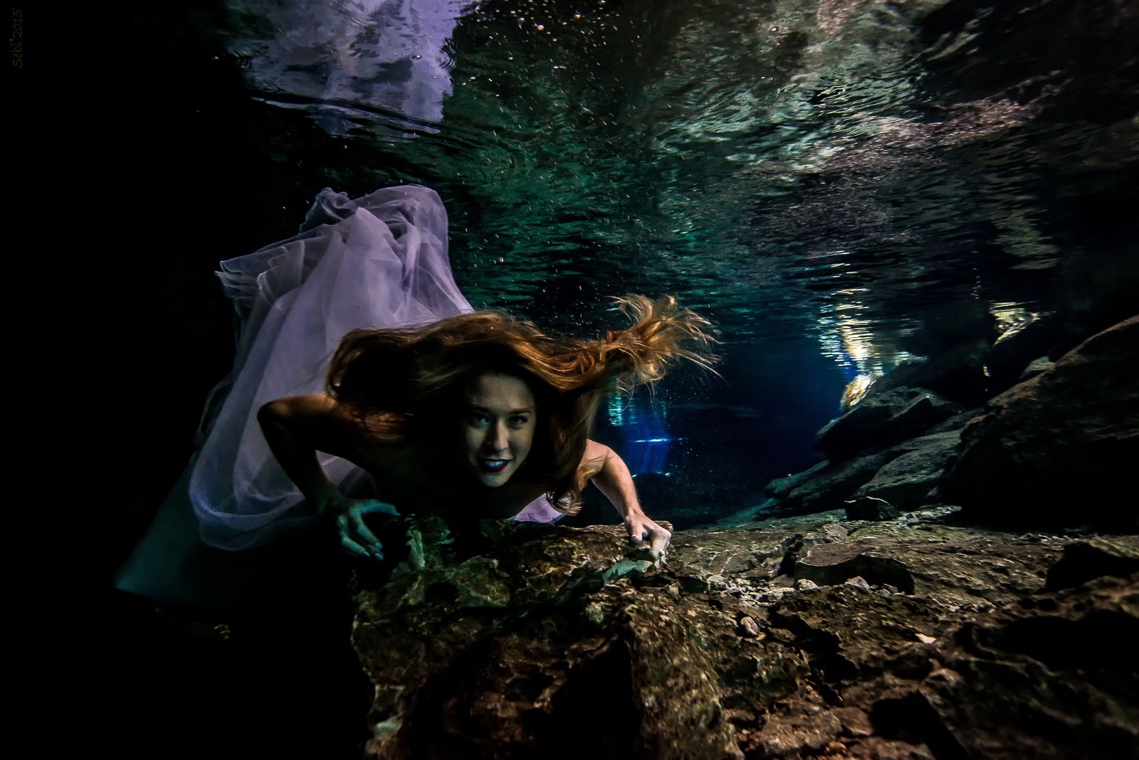 Fine art underwater photos after wedding