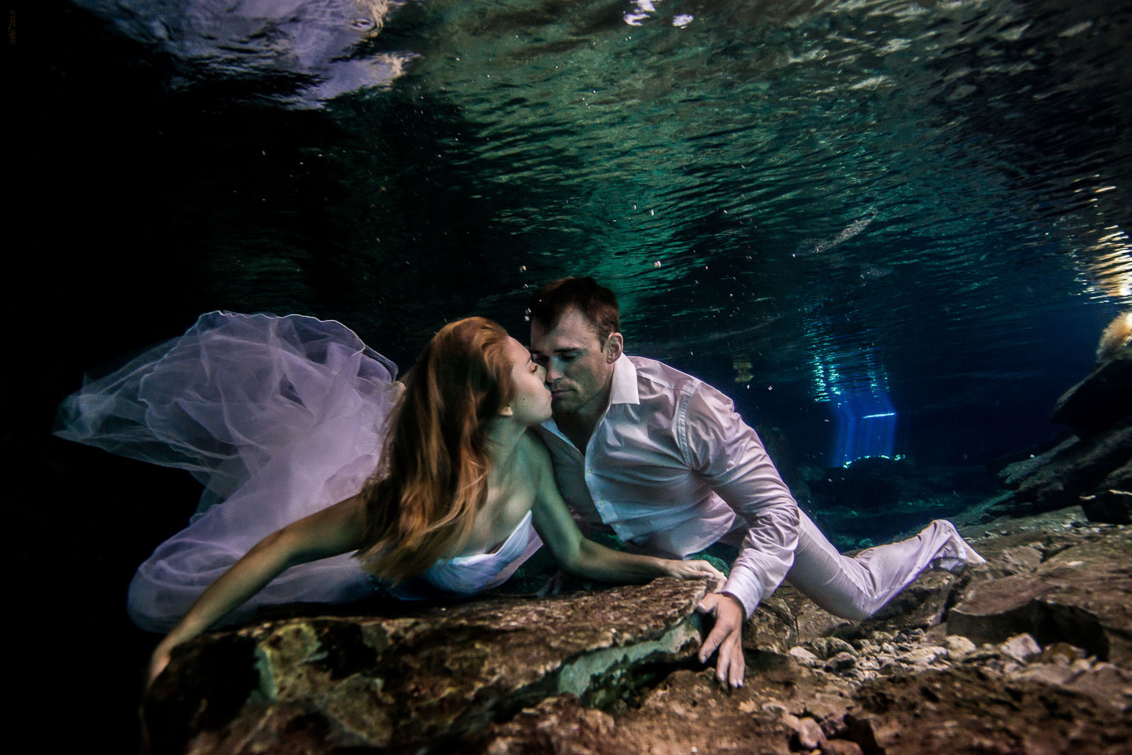 Fine art underwater photos after wedding