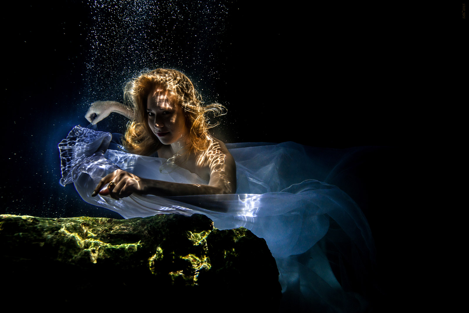 Fine art underwater photos after wedding