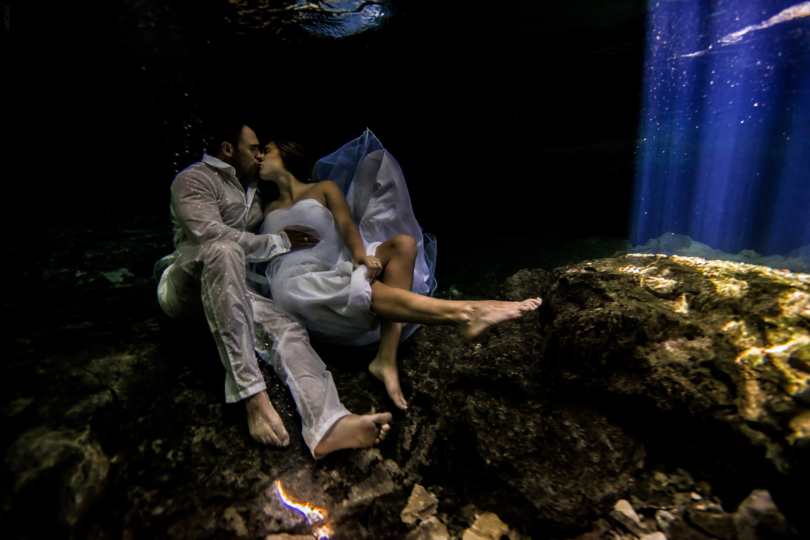 Fine art underwater photos after wedding