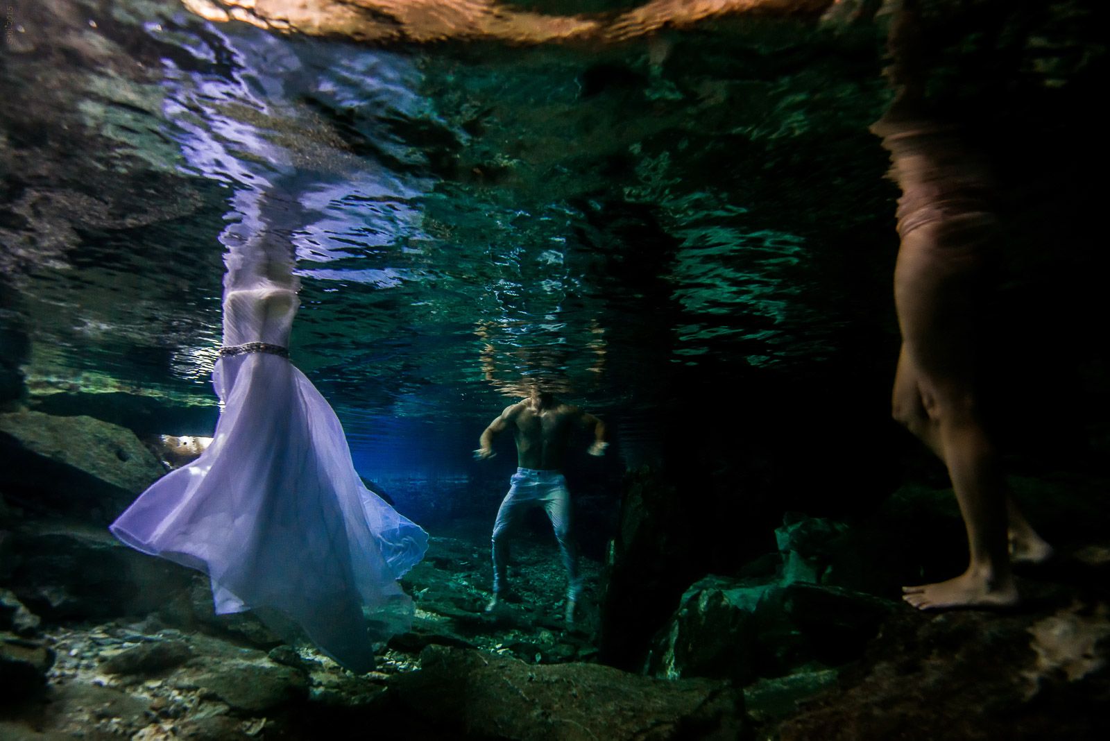 Fine art underwater photos after wedding