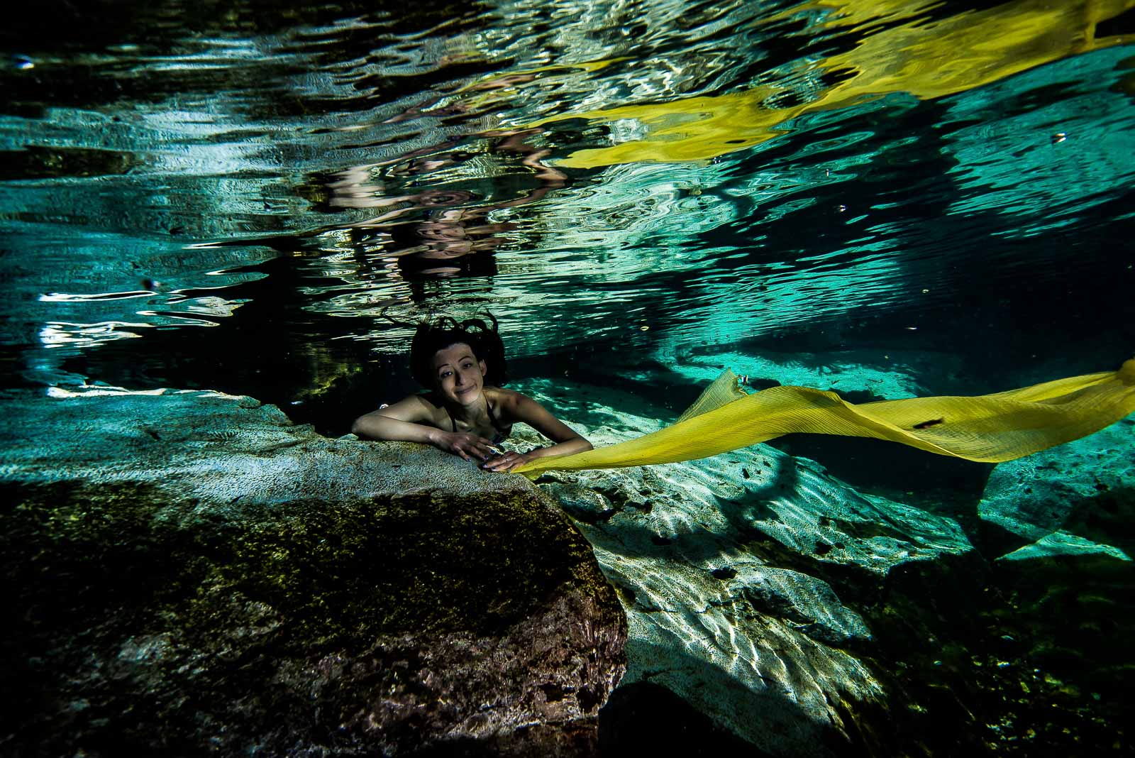 Underwater shooting Mexico cenote