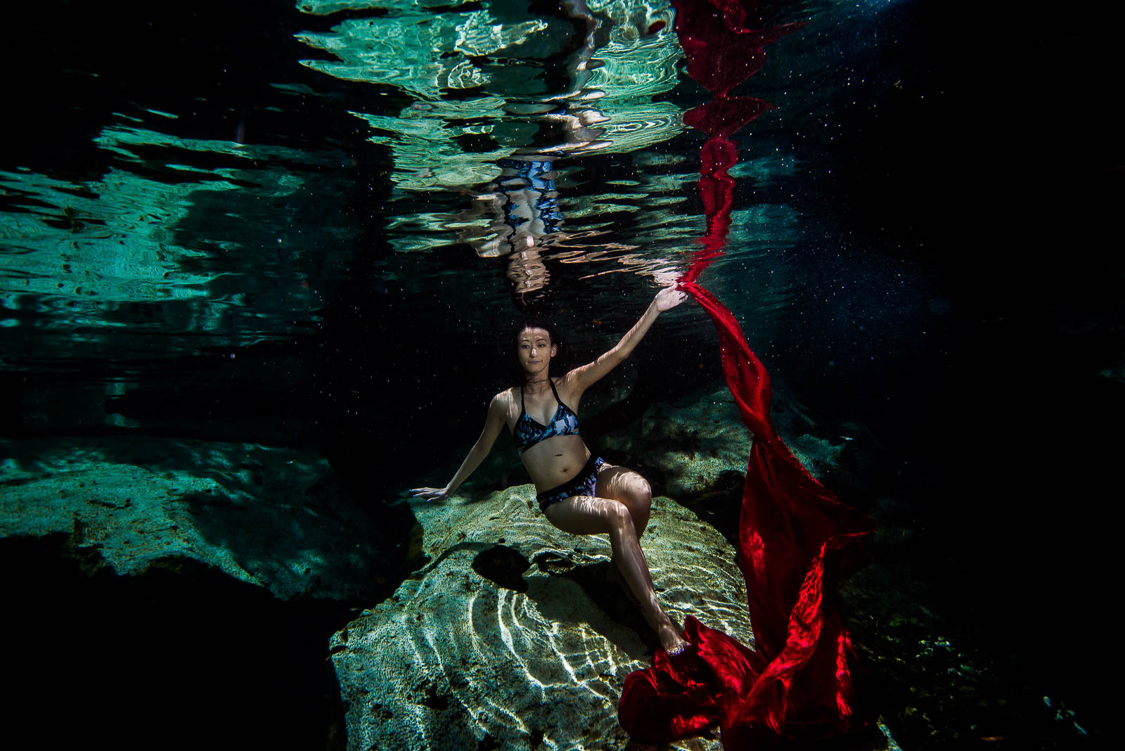 Underwater shooting Mexico cenote