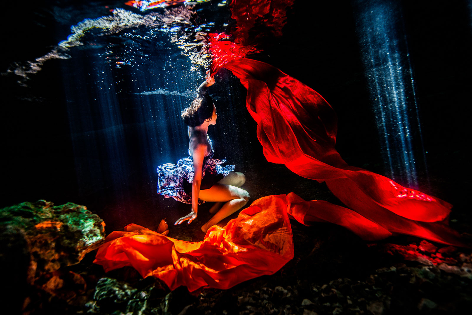 Underwater shooting Mexico cenote