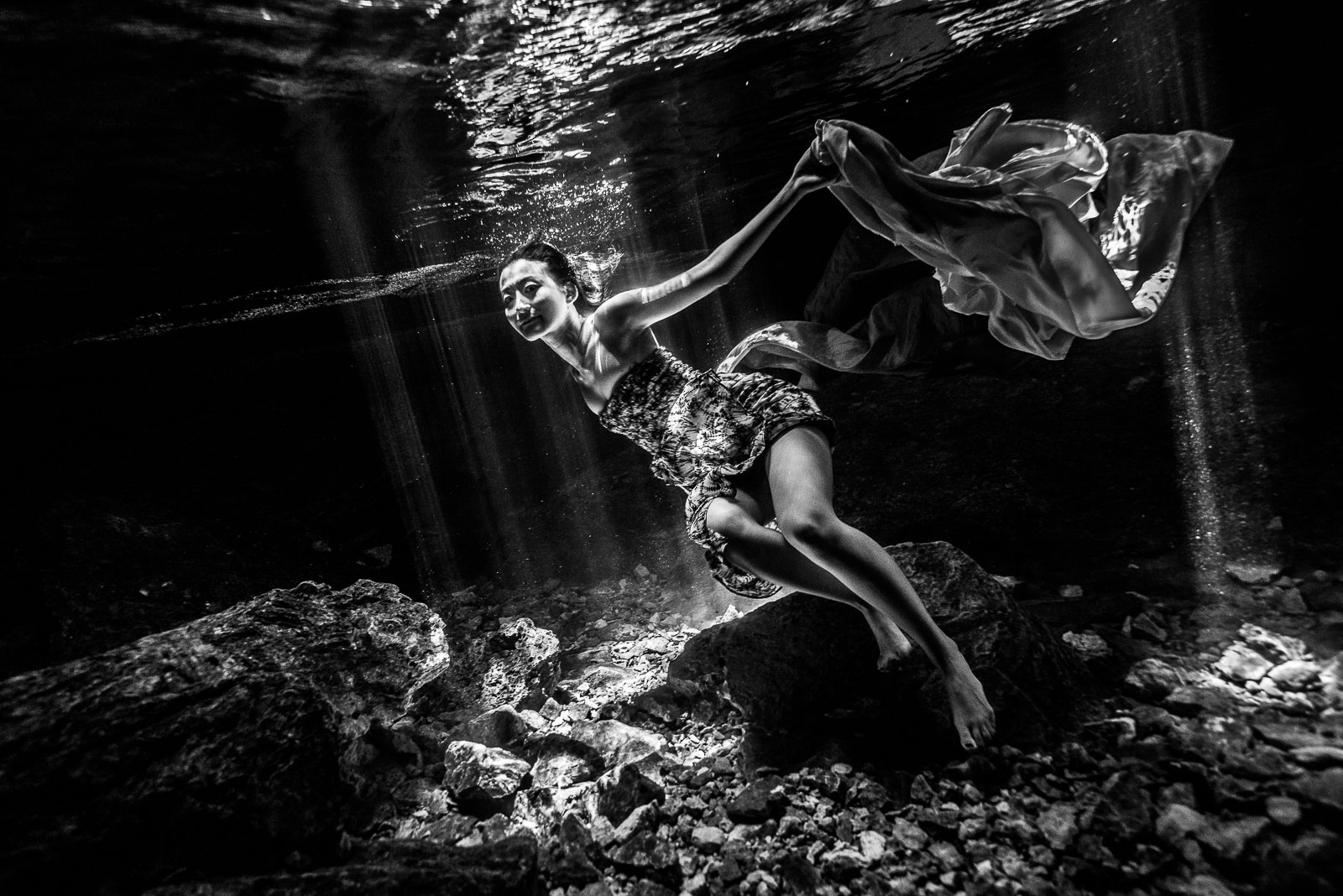 Underwater shooting Mexico cenote