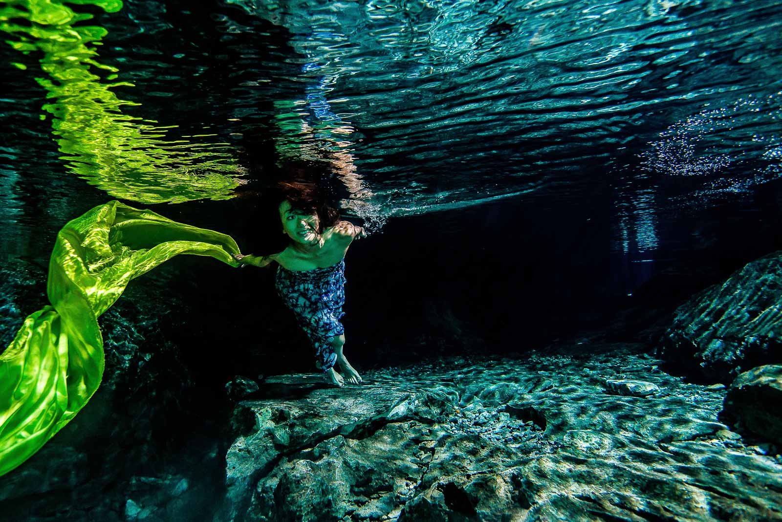 Underwater shooting Mexico cenote