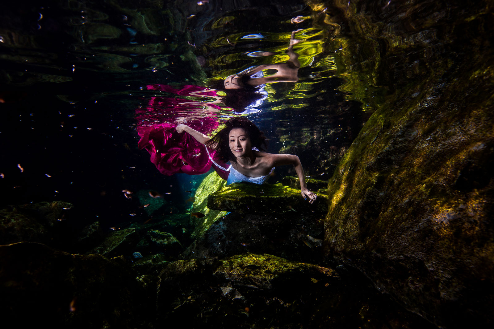 Underwater shooting Mexico cenote