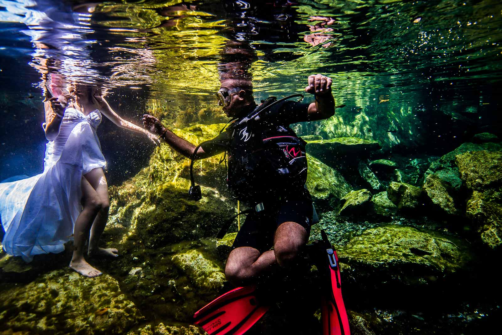 Underwater shooting Mexico cenote