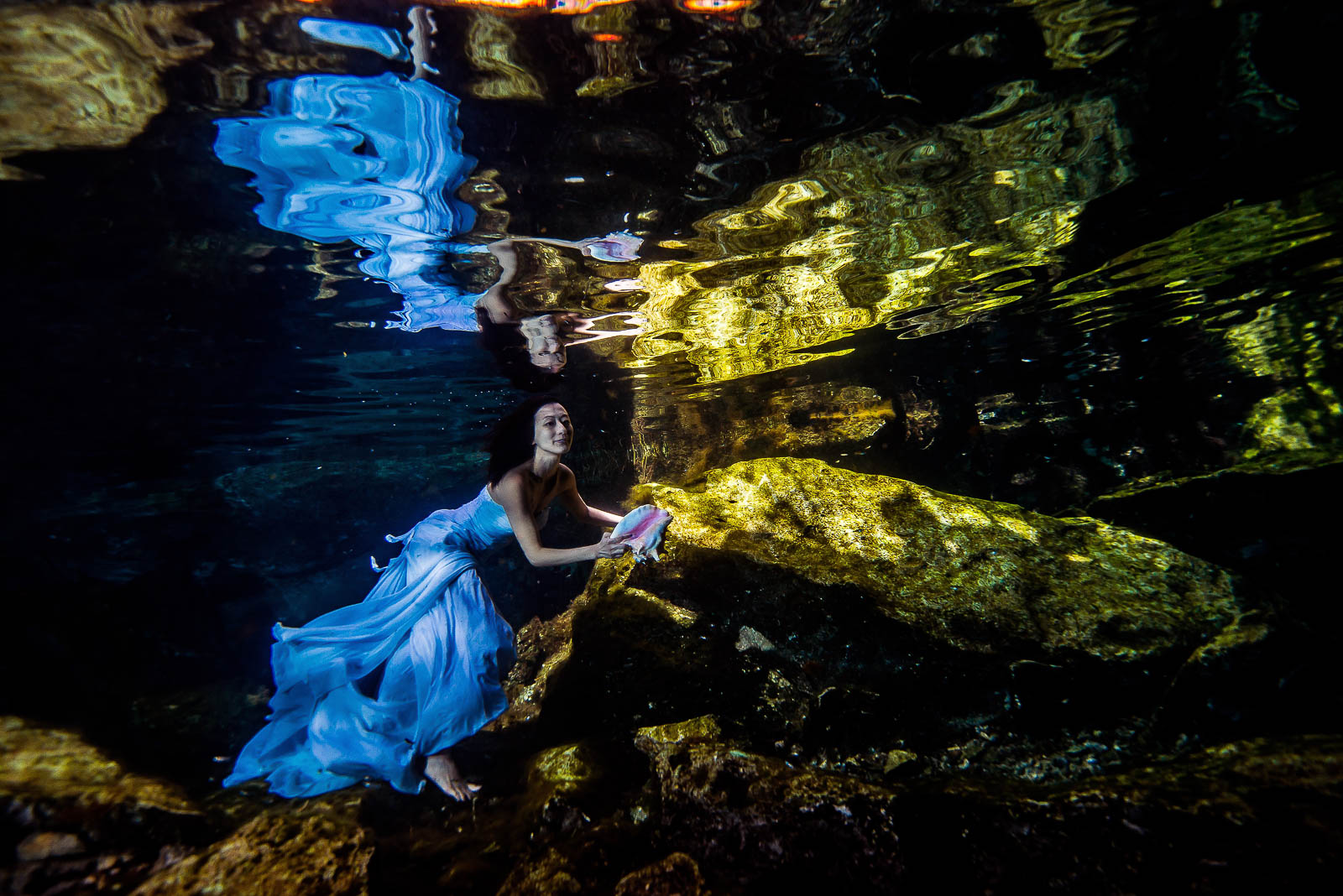 Underwater shooting Mexico cenote