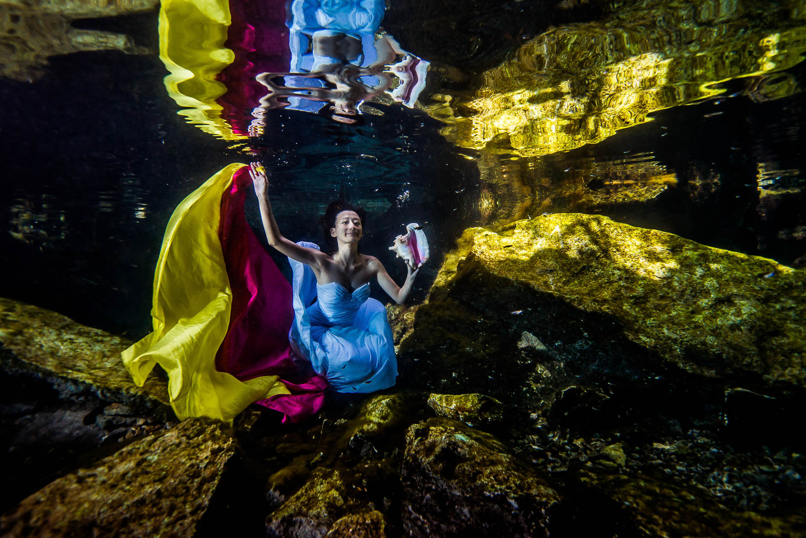 Underwater shooting Mexico cenote