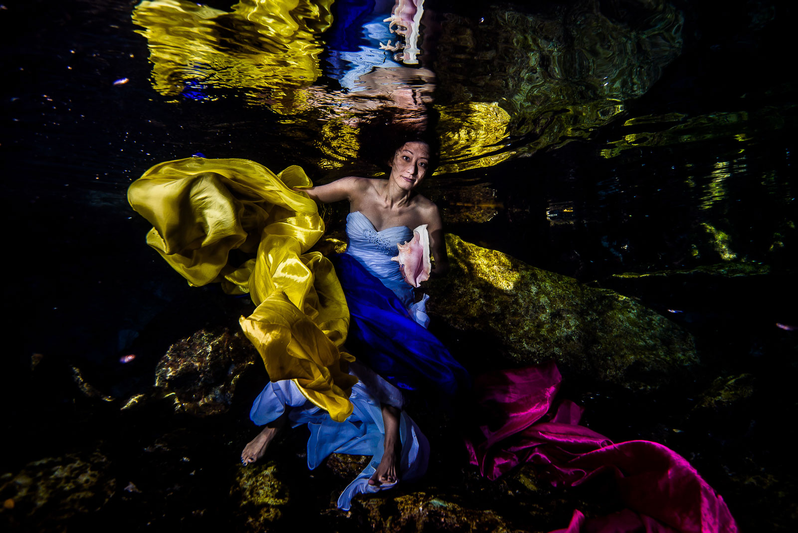 Underwater shooting Mexico cenote