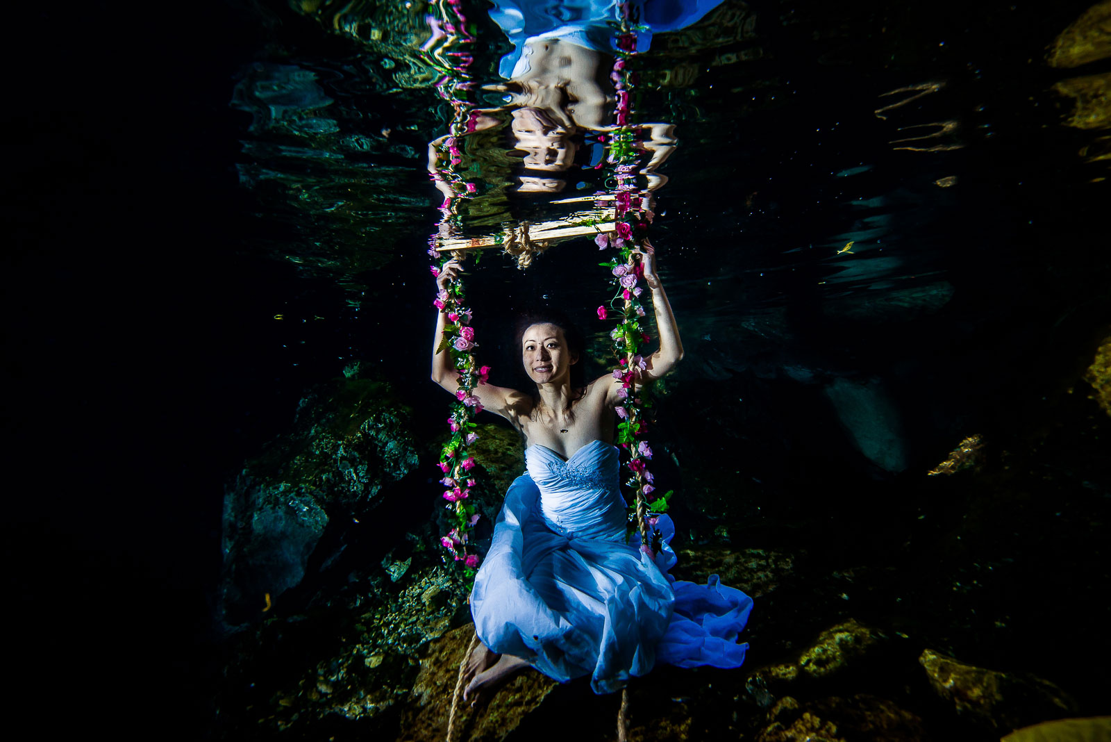 Underwater shooting Mexico cenote